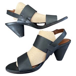 Lucky Brand Veneesha Black Leather Dress Heels Slingback Sandals Size 8.5